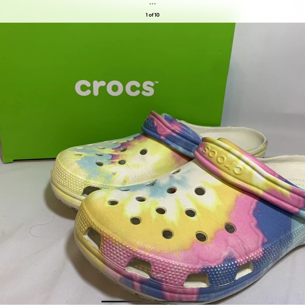 CROCS Classic Tie-Dye Pastel Graphic Clog Shoes W11 M9